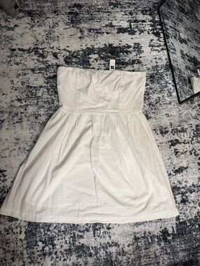 GAP White Strapless Textured Sundress
